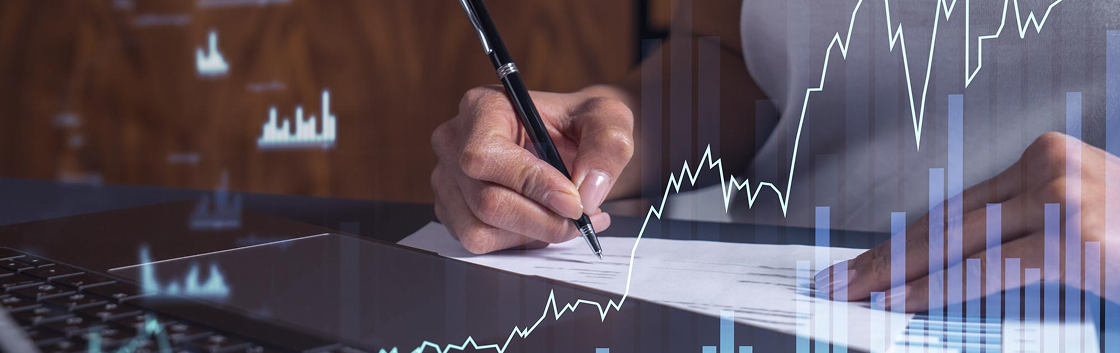 Investitionsanalyse mit steigendem Chart